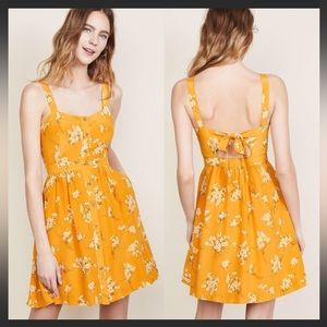 Madewell Silk Bow Back Yellow Floral Dress
